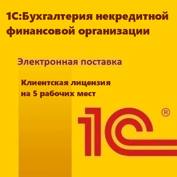 1С:Бухгалтерия некредитной финансовой организации. Клиентская лицензия на 5 рабочих мест. Электронная поставка